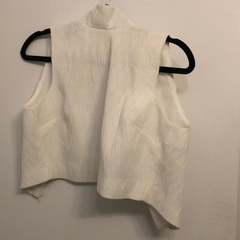 Zip back high neck ivory top